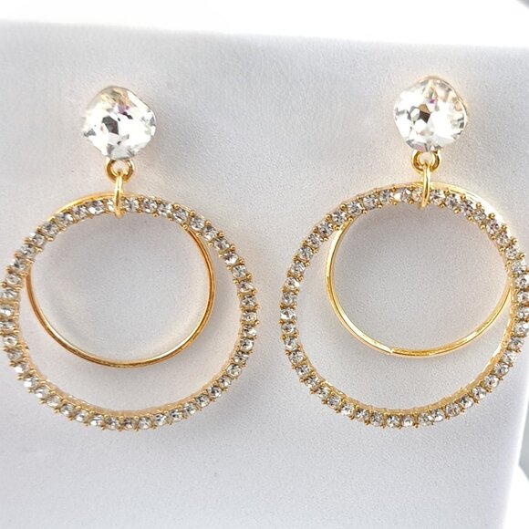 Jewelry - Radiant Dual-Hoop Crystal Earrings